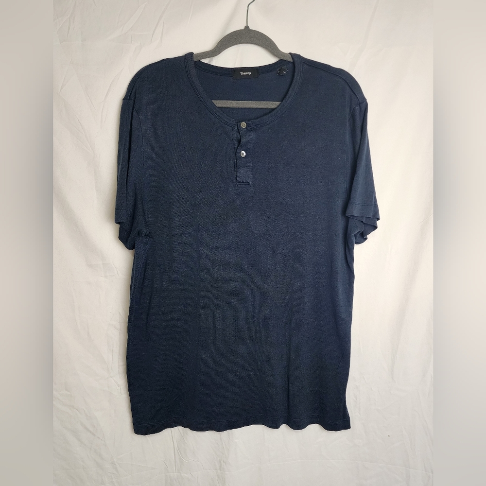 Theory Gaskell Anemone Men’s Henley Shirt sz XL luxe Knit Travel